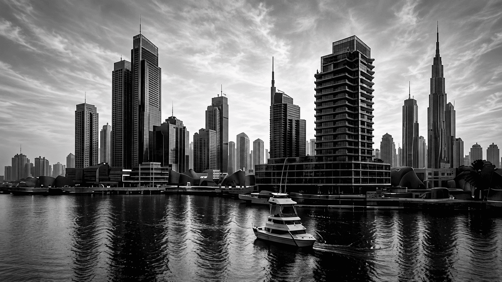 Dubai skyline across the water